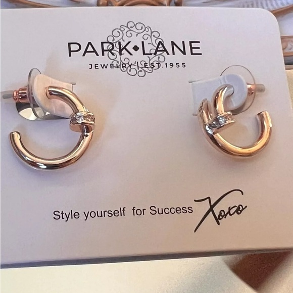 Park Lane Jewelry - Park Lane Crest Earrings Rose Gold Plated CZ Hoop NIB